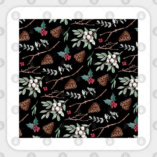 Black Christmas Pattern Sticker by AnisIllustration